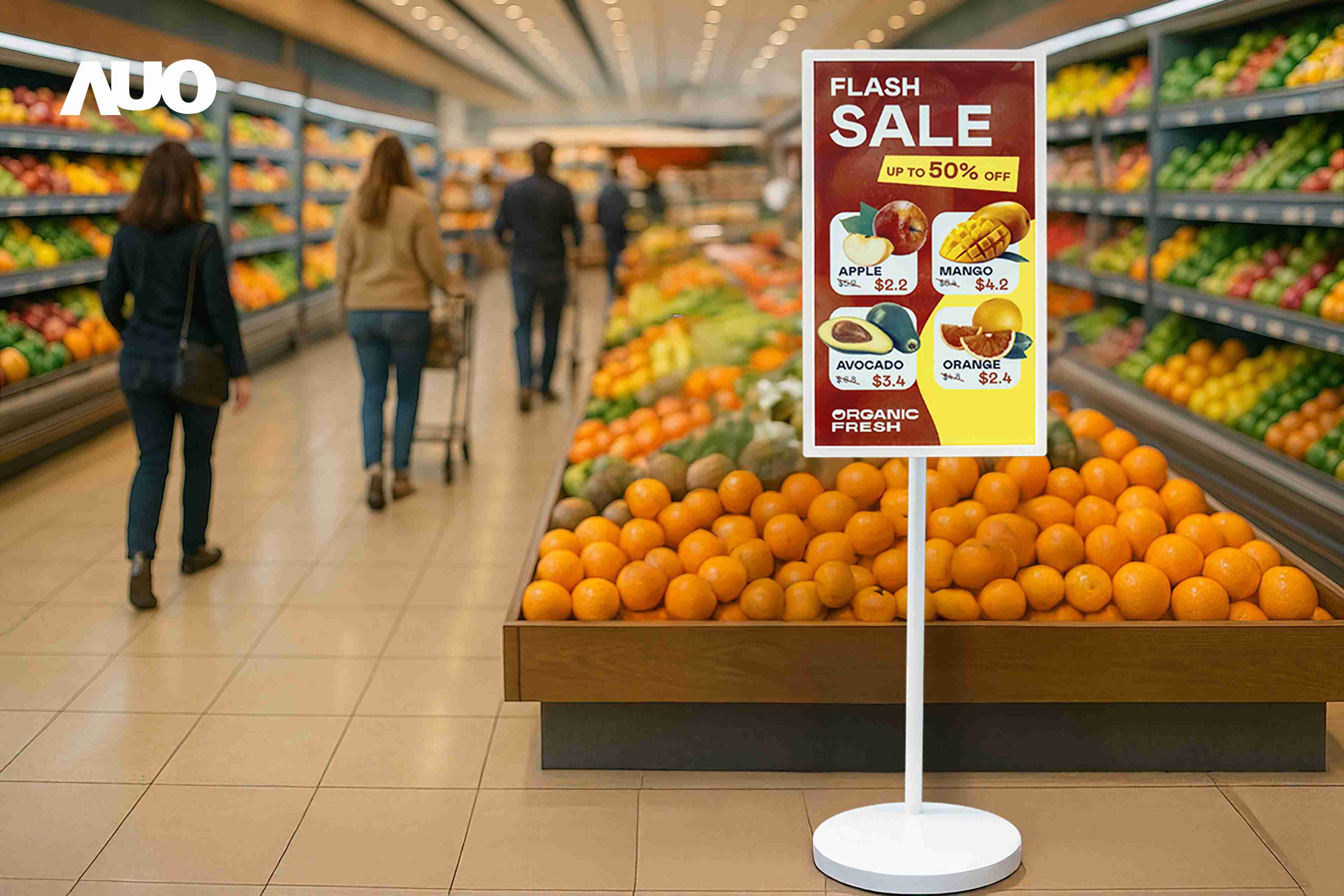 达擎首亮相低功耗、、全彩的〝aecoPost电子纸解决方案〞，，，，仅在更新画面时需要微量的电力驱动，，，无需布建电线的便捷设计，，，使其可灵活应用、、、随意置放，，，，并可透过云端或行动装置app，，，，轻松管理及排程广告内容，，晋升店头营销利器。。